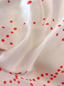1pc Elegant Polka Dot 70cm Silk-Like Square Scarf, Versatile Bandana, Waist Belt, Hair Accessory, Fashion Neck Scarf For Women,Holiday,Travel Essential - Red and White - View 3