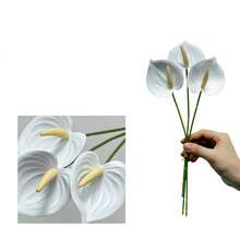 3pcs Realistic Touch 3D Red Anthurium Artificial Flowers - Red Flamingo Lily Faux Flowers, Suitable For Wedding Bouquets And Home Decor | Lifelike Touch Wedding Floral Arrangements And Table Centerpieces - Multicolor - View 16