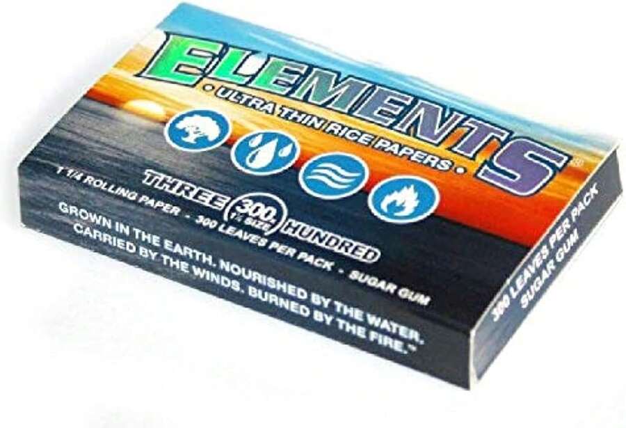 ELEMENTS 300 Ultra Thin Rice Rolling Paper 125 1 1_4 Size, 1 Pack = 300 Leaves - 白色 - 查看 1
