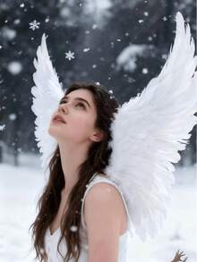 1/3 Sets Natural White Feather Angel Wings, Costume Props Suitable For Photography, Stage Performance, Cosplay,Halloween - White - View 9