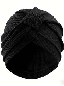 1pc New Women's Cotton Plaid Headscarf Hat, Small Square Elastic Headband Hat With Pointed Visor - Multicolor - View 7