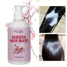 樱花发膜，MELAO樱花保湿修护发膜，适用于干性及受损发质，深层滋养，令秀发柔顺亮泽，250克/8.82盎司 - 250g - 查看 6