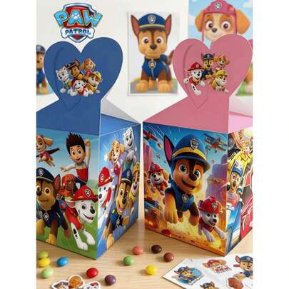  Bộ 6 hộp quà hình động vật dễ thương Paw Patrol, có tay cầm, hộp quà giấy nhiều màu sắc, màu sắc và kiểu dáng ngẫu nhiên, chất liệu giấy Kraft, quà tặng nhỏ, hộp quà tự dán dùng một lần, hộp quà hoạt hình Paw Patrol, hộp quà sinh nhật bất ngờ, hộp kẹo trang trí tiệc, hộp quà tặng bạn thân dịp lễ, hộp quà trang trí không khí tiệc tùng.