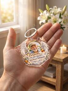Personalized Angel Photo Keychain – Custom Acrylic Keepsake, Forever In My Heart Gift For Car Keys & Home, Memorial Day Gift For Grieving Families - Multicolor - View 3