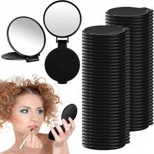 80 Piezas Espejo de Mano, Espejo de Bolsillo, Mini Plegable Redondo Compacto, Antideslizante Esmerilado, Viajes, Fiesta Regalo De Maquillaje Recuerdo (Diámetro 6,3 cm, Negro) - 1 - Ver 2