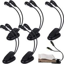 Retisee - Soporte de música con clip para lectura luces LED AAA que funcionan con pilas 3 niveles de brillo ideal para músico piano niños batería AAA no incluida brazo doble - Clásico - Ver 8