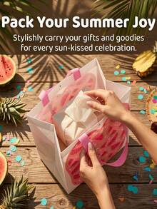 4/6/30pcs Beach Elements Non-Woven Fabric Gift Bags, Summer Holiday Style Tote Bags, Beach Party Storage Bags, Beach Travel Souvenir Bags, Outdoor Picnic Gift Packaging Bags, Beach Theme Party Favor Bags, Casual Holiday Portable Shopping Bags, Beach Style Decor Gift Bags, Holiday Party Giveaway Storage Bags, Durable Breathable Non-Woven Tote Bags With Beach Season Elements Printing - J-Multicolor - View 5