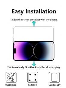 4片装高清防刮钢化玻璃屏幕保护膜，兼容 17、17 Pro、17 Pro Max、16 Pro Max、16、16 Pro、16 Plus、15 Pro Max、15、15 Pro、15 Plus、14 Pro Max、14 Pro、14 Plus、14、13 Pro Max、13、13 Pro、12、11 - 彩色 - 查看 5