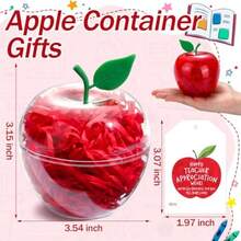 Briwooody - Juego de 12 cajas de regalo transparentes de manzana para la semana de apreciación del profesor recipientes de plástico para dulces a granel con etiquetas regalos de agradecimiento para - Gracias, profesor. - Ver 5