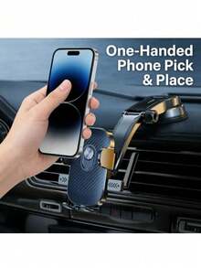 1pc New Car Air Vent Phone Holder, Automatic Locking Suction Cup Mount Bracket For Navigation - A - View 3