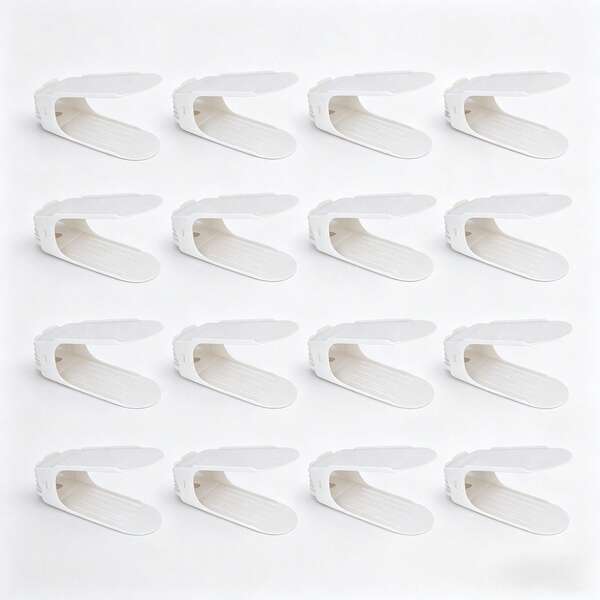 20 Sets White Adjustable Shoe Organizer With Anti-Slip Particles, 4 Levels For Different Shoes, Space-Saving Home Storage, Great Mother's Day Gift