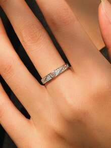 1 pièce Bague en argent sterling 925 avec zirconium couleur champagne, convient pour un port quotidien et comme cadeau pour les femmes - Argent - Voir 3