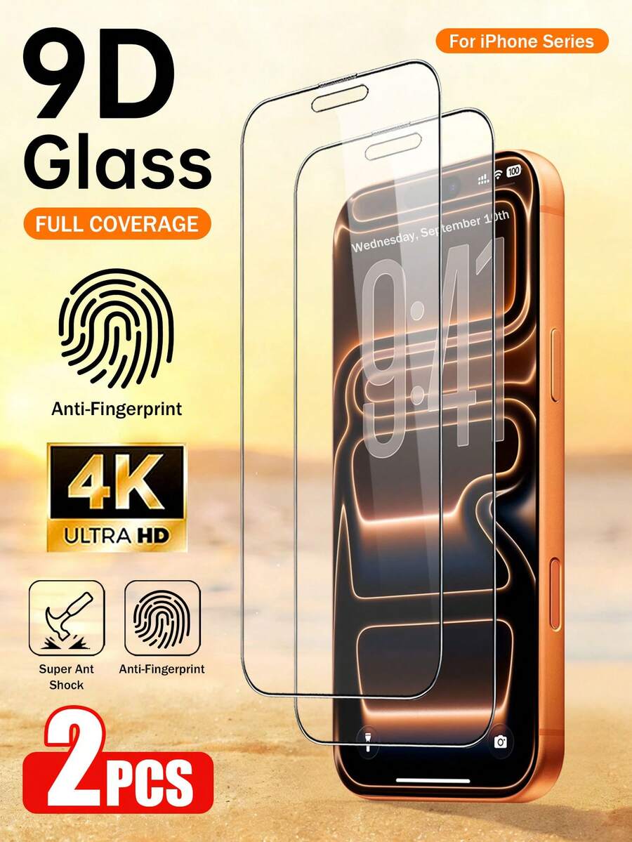XINHONGYU 2pcs Screen Protector Compatible With IPhone 17 Pro Max, High-Definition Transparent Tempered Glass Protector, Full Coverage Tempered Glass Film, 9H+ Hardness, Compatible With IPhone 17 Pro, 9H 9D Protective Glass, High-Definition Glass Screen Protector - 2pcs - View 1