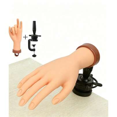 Modelo de mano de práctica de arte de uñas ajustable con soporte fijo. Modelo de mano de práctica de arte de uñas curvo y modelo de mano de posicionamiento realista adecuado para herramientas de práctica de arte de uñas en salón de belleza. Herramienta de práctica de hobby de arte de uñas, temporada de regreso a clases, regalo de vacaciones.