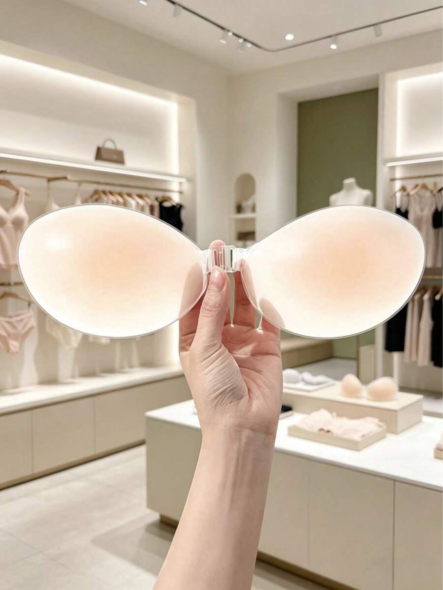 1 Pair Silicone Breast Petals, Thickened Push-Up Invisible Bra Nipple Covers, Strapless Backless Bra Tape, Suitable For Beach, Vacation, Pairing With Daily Wear And Formal Dresses (Actual Color Tends To Be Pink),Travel,Birthday