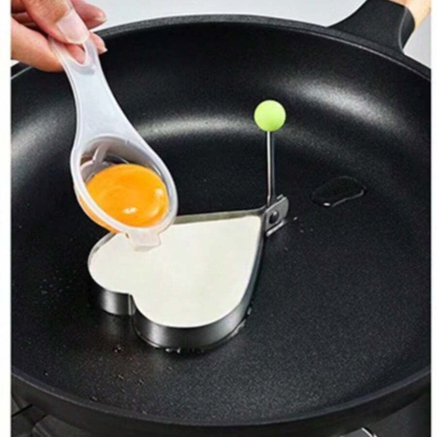 4件套不锈钢煎蛋模具，圆形、花形、星形和心形，不粘煎蛋工具，房车厨房配件，免费赠送煎饼和蛋卷模具，餐厅厨房煎蛋工具，心形便当工具