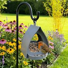Hanging Bird Feeder House, Open Front Outdoor Bird Seed Feeder For Garden, Yard, Patio And Tree, Decorative Hanging Bird Feeder, Pink Gray White - A - View 7