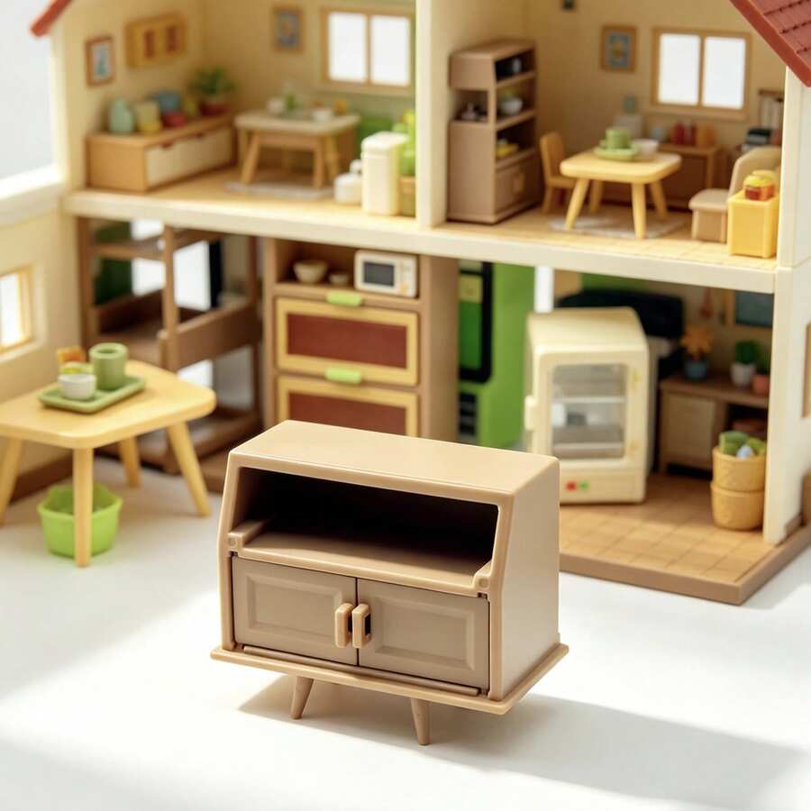 1:12 Scale Mini Cabinet - Small Open Shelving Unit, Miniature Living Room Furniture, 3D Model And Model Building