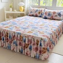 1 buah Rok Kasur Anti Selip Bermotif + 2 buah Sarung Bantal (Tanpa Isi), Penutup Kasur Anti Selip dengan Rumbai, Pelindung Kasur Anti Debu Sepanjang Musim, Perlengkapan Tempat Tidur Kamar Tidur Bermotif Sederhana, Celemek Kasur Membungkus Penuh, Penutup Debu Kamar Tidur, Cocok untuk Semua Musim - Hua Yan Yue Se - View 13