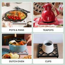 Square Cast Iron Trivet White Metal Trivets for Kitchen Dining Hot Pot Holder Hot Pads for Table and Countertop - Heat Resistant Teapot Trivets - Blanco - Ver 6