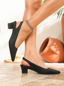 Women's Commuter High Heel Shoes, Chunky Heels, Ankle Strap High Heels, Suitable For Commuting Or Holidays - Black - View 3