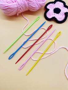 10 piezas Juego de agujas de coser de de 15 cm (5,91 pulgadas) con punta grande, agujas de plástico para hilos, diseño de punta roma, diámetro de ojo grande, adecuado para hilos gruesos, cuerdas, macramé, tejido, ganchillo, bordado - agujas de plástico - Ver 8