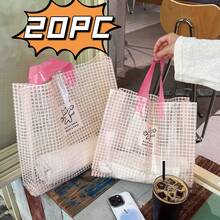 5/10/20 pièces Sacs cadeaux d'entreprise à carreaux roses, sacs d'expédition imperméables à haute adhérence, grande capacité convenant pour les cadeaux, les vêtements et le transport de divers articles; peuvent être utilisés pour la Saint-Valentin, le Nouvel An, les mariages, les fêtes, les cadeaux d'anniversaire. - maille rose - Voir 11