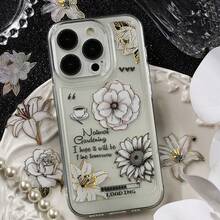 1Pack 20Pcs Gold Foil White Ink Floral PET Stickers Retro Rose & Peony Pattern For Journal DIY Scrapbook Decoration - Multicolor - View 6