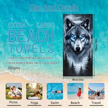 1pc Wolf & Forest Beach Towel, Ultra-Soft Microfiber Extra Large Beach Blanket, Super Absorbent Bath Towel, Suitable For Travel, Swimming Pool, Diving, Surfing, Yoga, Camping, Available In Multiple Sizes, Beach Accessories For Beach, Pool, Travel, Camping, Yoga - Wolf - View 14