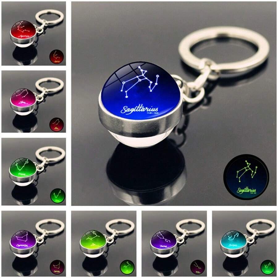 12 signos del zodíaco Bola de cristal luminosa Llavero, adecuado para regalos de vacaciones, regalos divertidos y lindos, regalos de cumpleaños, regalos de Pascua, regalos de Halloween, regalos de Navidad, regalos de fiesta, Squishy, Juguetes Squishy, Juguetes de estrés Squishy, Dumpling Squish, Juguetes para adultos mujeres