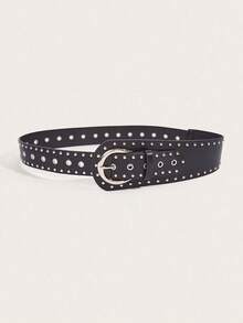 1 Piece Women's Wide Belt With Studs, Dark Western Gothic Aesthetic, Summer, School, Autumn, Halloween - 黑色 - 查看 6