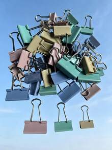 Clips de carpeta de colores apagados, clips de documento de metal, clips de papel de papelería, clips de mariposa, incluye tamaños grandes, medianos y pequeños, adecuados para suministros de oficina, hogar y papelería escolar - A - Ver 10