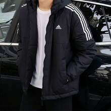 Adidas Genuine Men's Warm Hooded Padded Coat KF6757 - Black - View 1