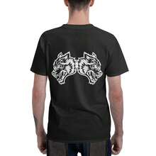 DARCSPORT Unisex 180g Wolves Print Crew Neck T-Shirt,Classic Vintage Style Men/Women Cotton Hip Hop Short Sleeve Tee - ĐEN-C - Xem 3