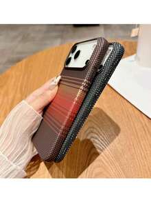1pc Carbon Fiber Texture Magnetic Phone Case, For IPhone 17 Pro Max, Air 16, 15, 14, 13, 12 Pro Max Plus, Supports Wireless Charging, Matte Heat Dissipation Protective Case - Khaki - View 3