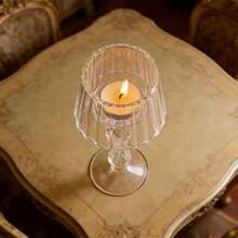 European Style Transparent Glass Candle Holder, Striped Pedestal Candle Holder, Creative Home Decor For Wedding - A (Twist) - View 3