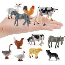 12pcs Miniature Farm Animal Figurines, Chicken, Duck, Goose, Sheep, Pig, Horse And Cow, Classroom Teaching Children Cognitive Development, Birthday Gift For Boys And Girls - Multicolor - View 1