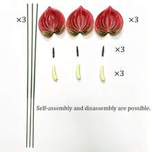 3pcs Realistic Touch 3D Red Anthurium Artificial Flowers - Red Flamingo Lily Faux Flowers, Suitable For Wedding Bouquets And Home Decor | Lifelike Touch Wedding Floral Arrangements And Table Centerpieces - Multicolor - View 10