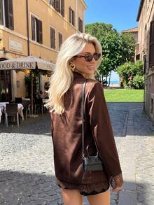 Áo khoác blazer đen thanh lịch, phù hợp cho công sở, tiệc tùng và các dịp xã giao mùa xuân. - Cà phê nâu - Xem 5