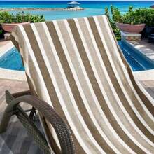 Funda de toalla para silla de descanso pieza toalla de coral suave y absorbente para piscina playa jardín patio exterior secado 3 veces más rápido y antideslizante 85 x 30 - Marrn - Ver 4