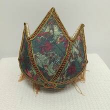 Elegant High-End Retro Fabric Lampshade, Green & Light Yellow Hexagon Tassel Lampshade Pendant, Versatile Matching Accessory - Forest-colored Pointed Tassel Lampshade - View 2