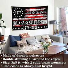 250 Years American Anniversary Flag Betsy Ross 250th Anniversary USA Flag 4th Of July We The People 1776 Patriotic American Flags For Outside 3x5 Outdoor Yard Decorations - Black - 查看 3