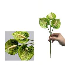 3pcs Realistic Touch 3D Red Anthurium Artificial Flowers - Red Flamingo Lily Faux Flowers, Suitable For Wedding Bouquets And Home Decor | Lifelike Touch Wedding Floral Arrangements And Table Centerpieces - Multicolor - View 11