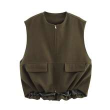 ZA's Popular New-Style Suede Textured Aviator Jacket. - 軍綠馬夾 - 查看 12