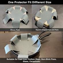 Protectores de ollas y sartenes almohadilla protectora de silicona de 3 piezas protector de sartenes apilables. Tiene un diseño único de apertura y fijación que se puede utilizar para proteger y - Gris - Ver 3