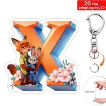 Bộ 1 móc khóa hoạt hình 2D hình Nick Fox & Judy Rabbit, kèm mặt dây chuyền acrylic chủ đề giả tưởng "A-Z" và dây chuyền. - Nhiều màu - Xem 15
