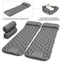 Outdoor Camping Foot-Press Inflatable Sleeping Pad, Connectable Diamond Pattern TPU Air Mattress With Built-In Pillow(Styles And Colors Shipped Randomly) - Multicolor - View 1