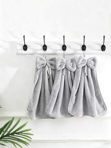 1/3 pièces/4 pièces Serviettes de toilette avec nœud papillon, serviettes de toilette en polaire de corail à séchage rapide avec boucle de suspension, serviettes absorbantes douces pour la cuisine, la salle de bain, les torchons, cadeaux de Noël - Multicolore - Voir 14