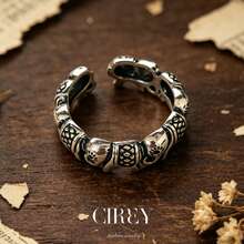 CIREY 1枚复古大象造型戒指，适合女性日常佩戴，百搭单枚戒指 - 復古銀色 - 查看 3