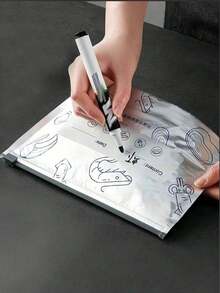 45个加厚可重复使用自封食品保鲜袋，适用于冰箱、冷冻室收纳整理，开学季必备 - 白色透明 - 查看 10